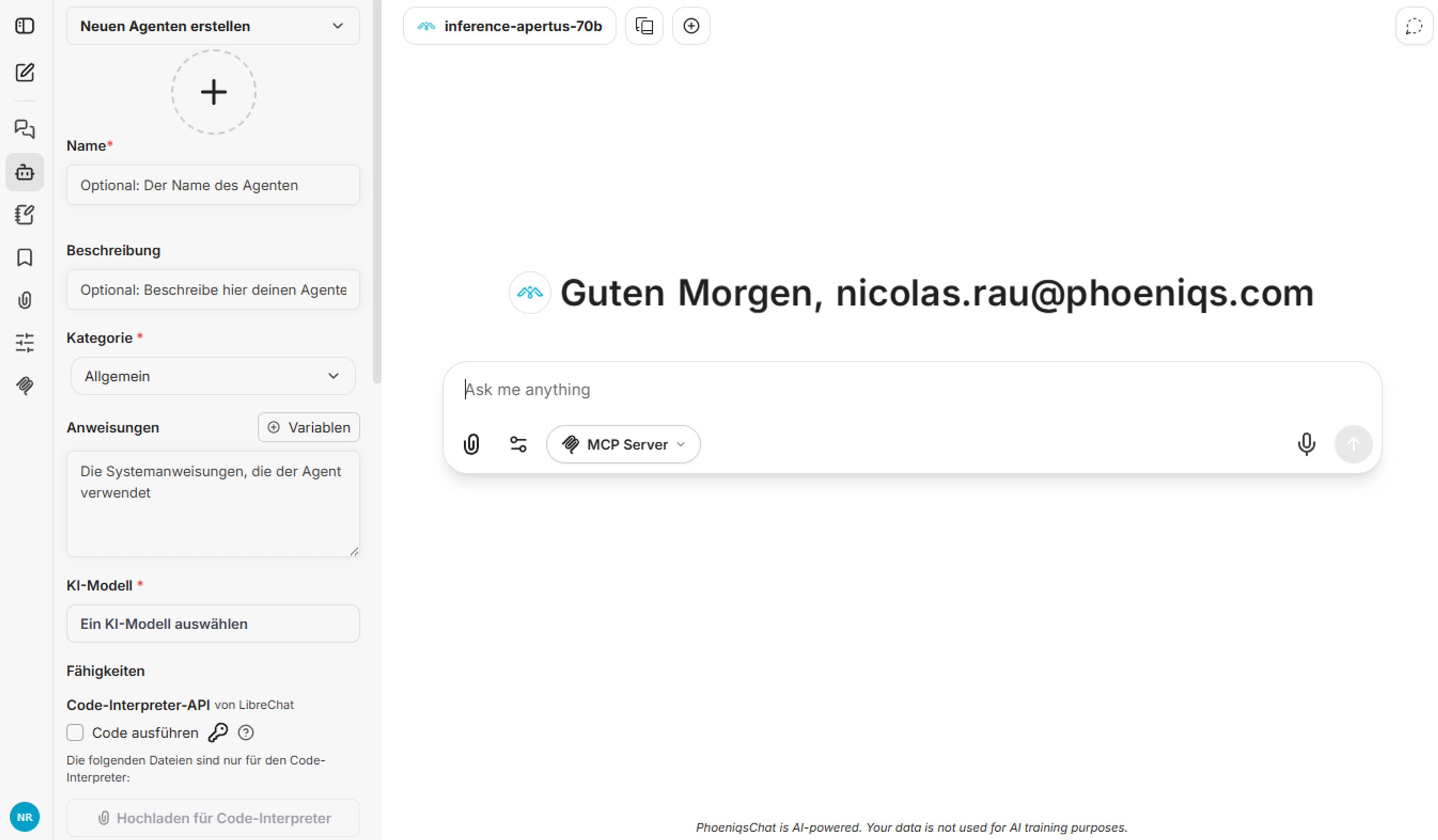 PHOENIQS Chat Screenshot